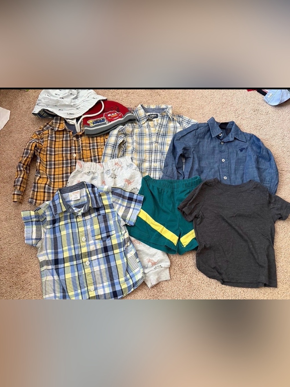 24 Months Children's Short-Sleeve Plaid Button-Up Shirt - Blue & Yellow